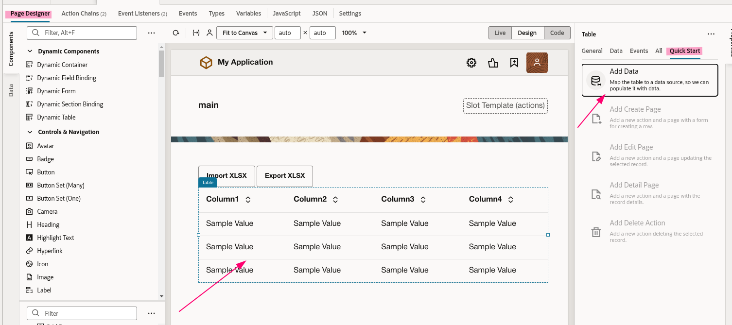 Connecting Business Object Pres to the table