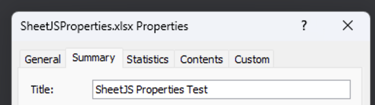 "Standard" tab showing "Title" property